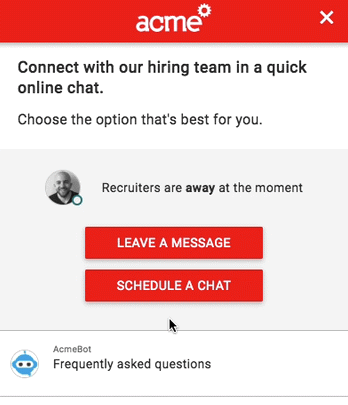 FAQ chatbot screenshot